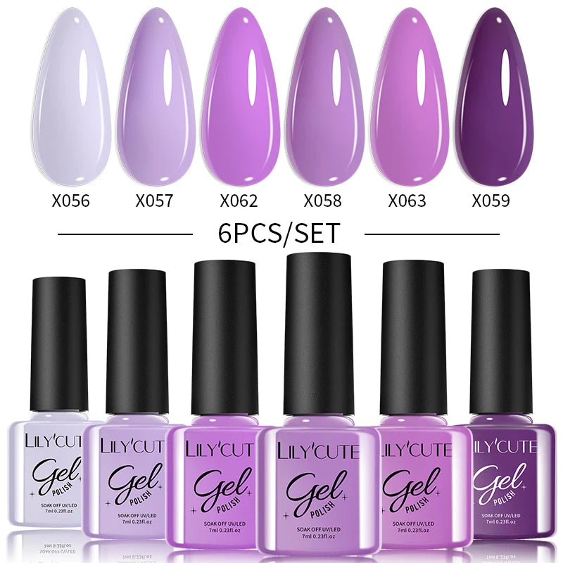 6PCS Gel Nail Polish Set Summer Neon Nail Gel Kits for DIY Nail Vernis Semi Permanent UV Lamp Gellak Nail Varnish Set