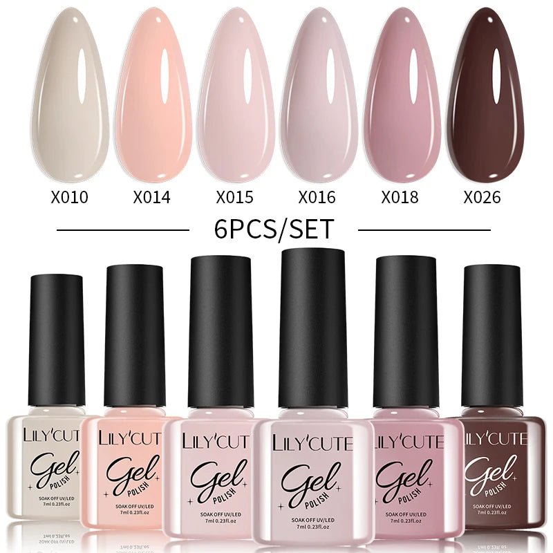 6PCS Gel Nail Polish Set Summer Neon Nail Gel Kits for DIY Nail Vernis Semi Permanent UV Lamp Gellak Nail Varnish Set