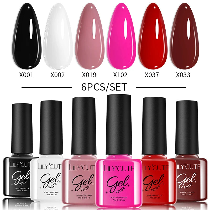 6PCS Gel Nail Polish Set Summer Neon Nail Gel Kits for DIY Nail Vernis Semi Permanent UV Lamp Gellak Nail Varnish Set