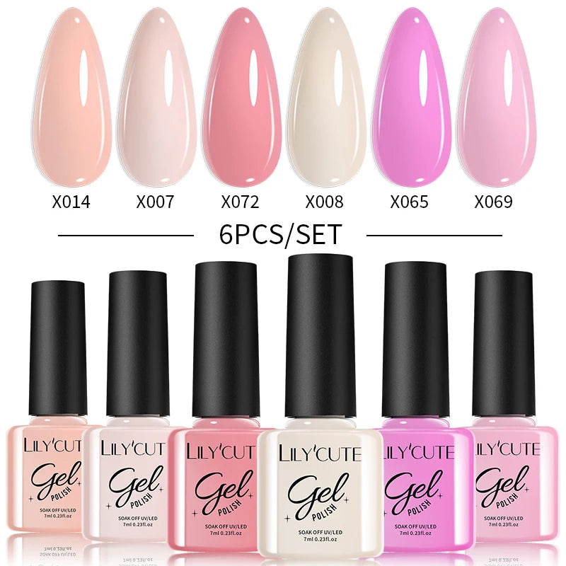 6PCS Gel Nail Polish Set Summer Neon Nail Gel Kits for DIY Nail Vernis Semi Permanent UV Lamp Gellak Nail Varnish Set
