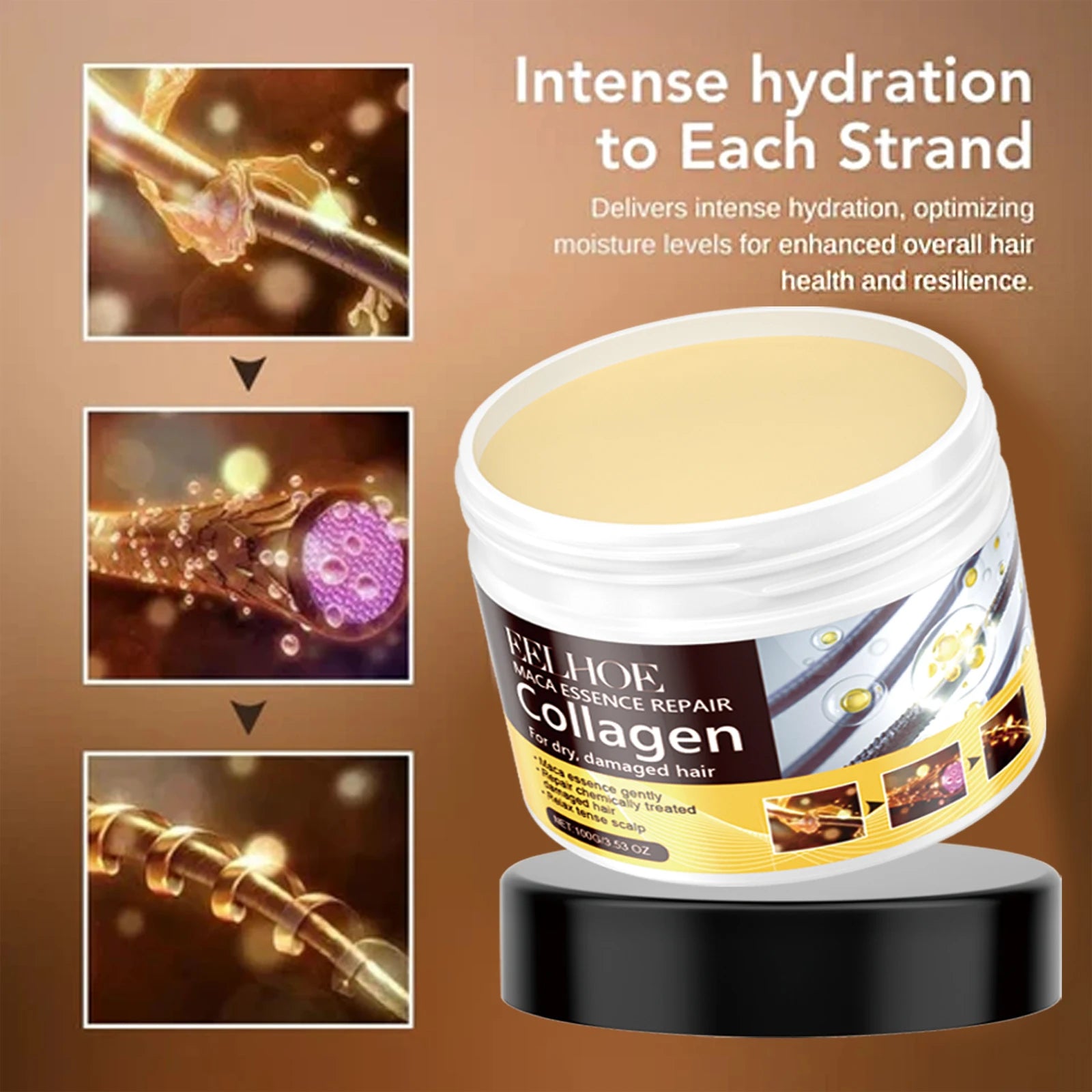 Collagen Hair Mask Reduce Dryness and Frizz Prevent Hair Splitting Moisturize Soften Hair Improve Hair Texture Hair Care Mask