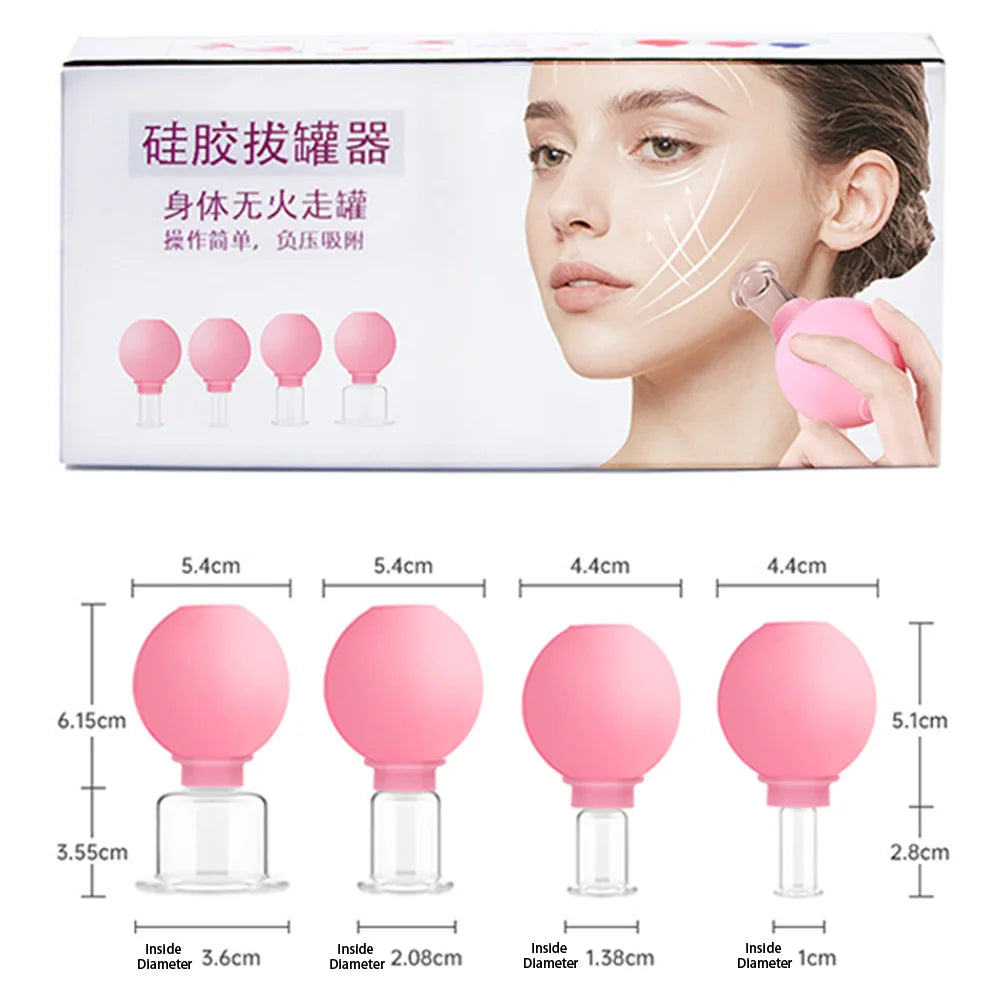 4PCS Facial Massage Cupping Set 1PCS Eye Face Massage Vacuum anti - Silicone Cupping Massage Therapy for Beauty Body Cup