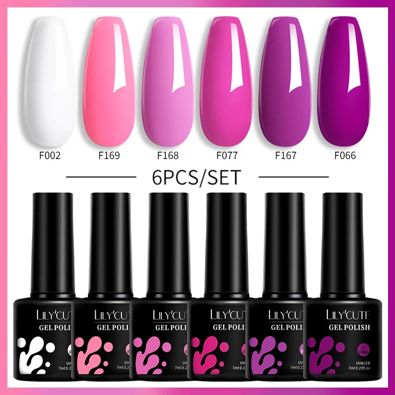 6PCS Gel Nail Polish Set Summer Neon Nail Gel Kits for DIY Nail Vernis Semi Permanent UV Lamp Gellak Nail Varnish Set