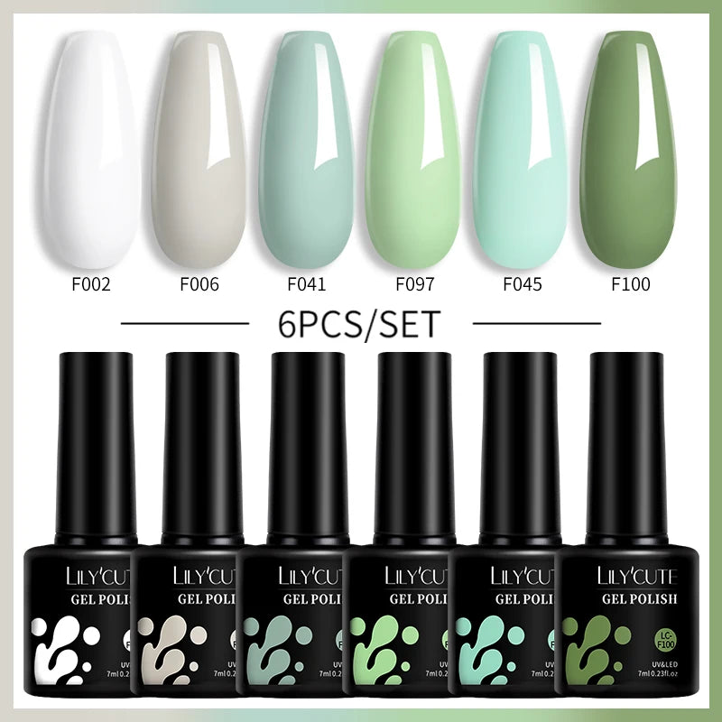 6PCS Gel Nail Polish Set Summer Neon Nail Gel Kits for DIY Nail Vernis Semi Permanent UV Lamp Gellak Nail Varnish Set