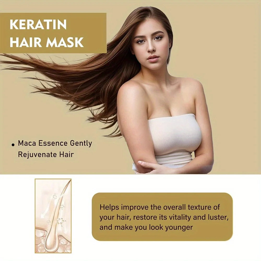 2 Pack  Collagen Keratin Hair Mask Deep Conditioning for Dry, Damaged Hair Restores Elasticity- for Healthy, Beautiful Hair