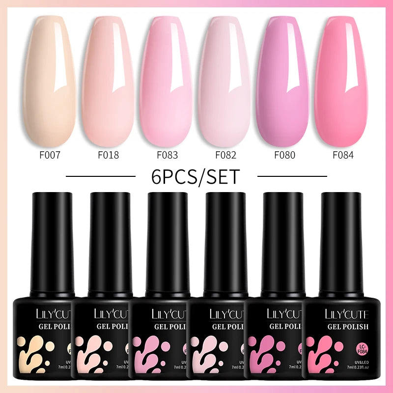 6PCS Gel Nail Polish Set Summer Neon Nail Gel Kits for DIY Nail Vernis Semi Permanent UV Lamp Gellak Nail Varnish Set