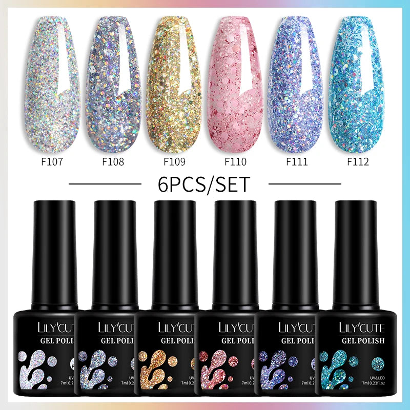 6PCS Gel Nail Polish Set Summer Neon Nail Gel Kits for DIY Nail Vernis Semi Permanent UV Lamp Gellak Nail Varnish Set