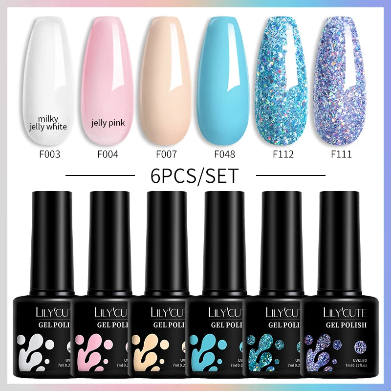 6PCS Gel Nail Polish Set Summer Neon Nail Gel Kits for DIY Nail Vernis Semi Permanent UV Lamp Gellak Nail Varnish Set