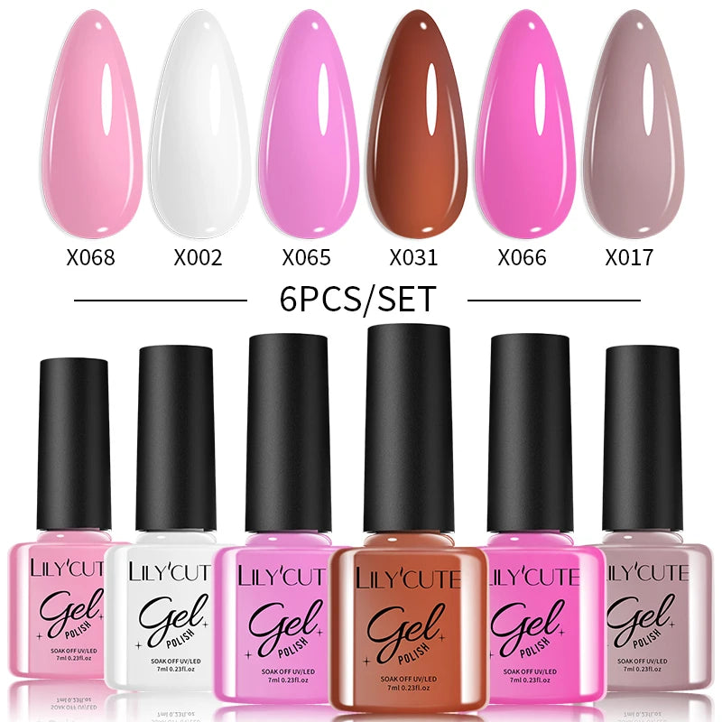 6PCS Gel Nail Polish Set Summer Neon Nail Gel Kits for DIY Nail Vernis Semi Permanent UV Lamp Gellak Nail Varnish Set