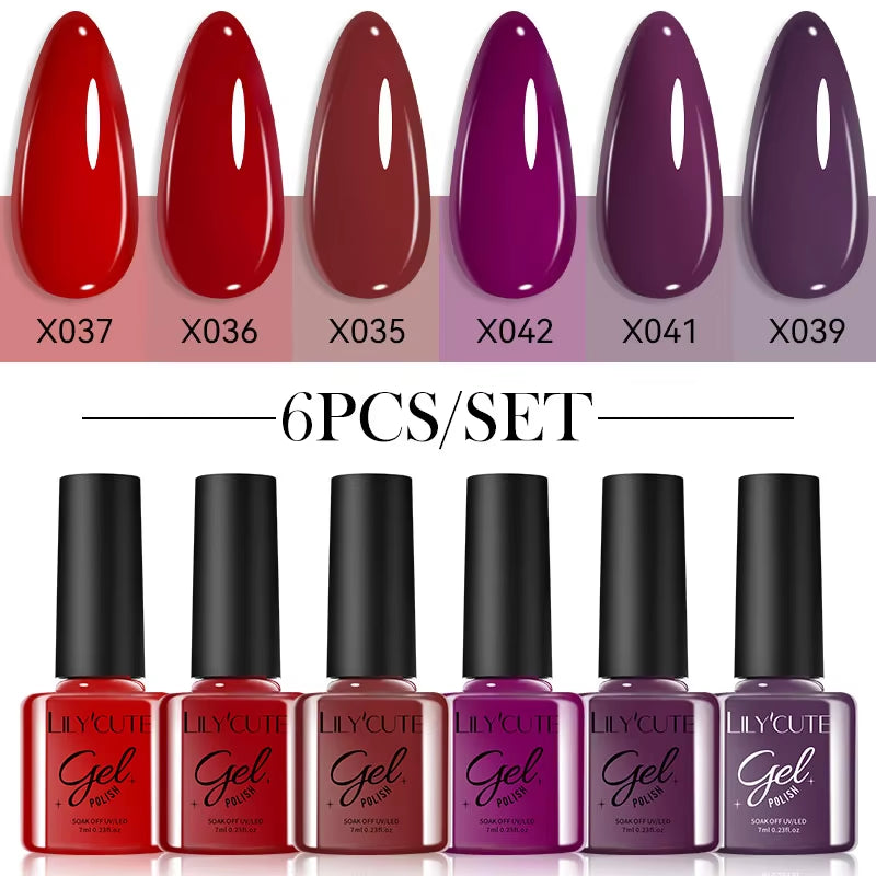 6PCS Gel Nail Polish Set Summer Neon Nail Gel Kits for DIY Nail Vernis Semi Permanent UV Lamp Gellak Nail Varnish Set