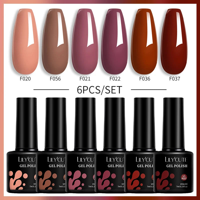 6PCS Gel Nail Polish Set Summer Neon Nail Gel Kits for DIY Nail Vernis Semi Permanent UV Lamp Gellak Nail Varnish Set