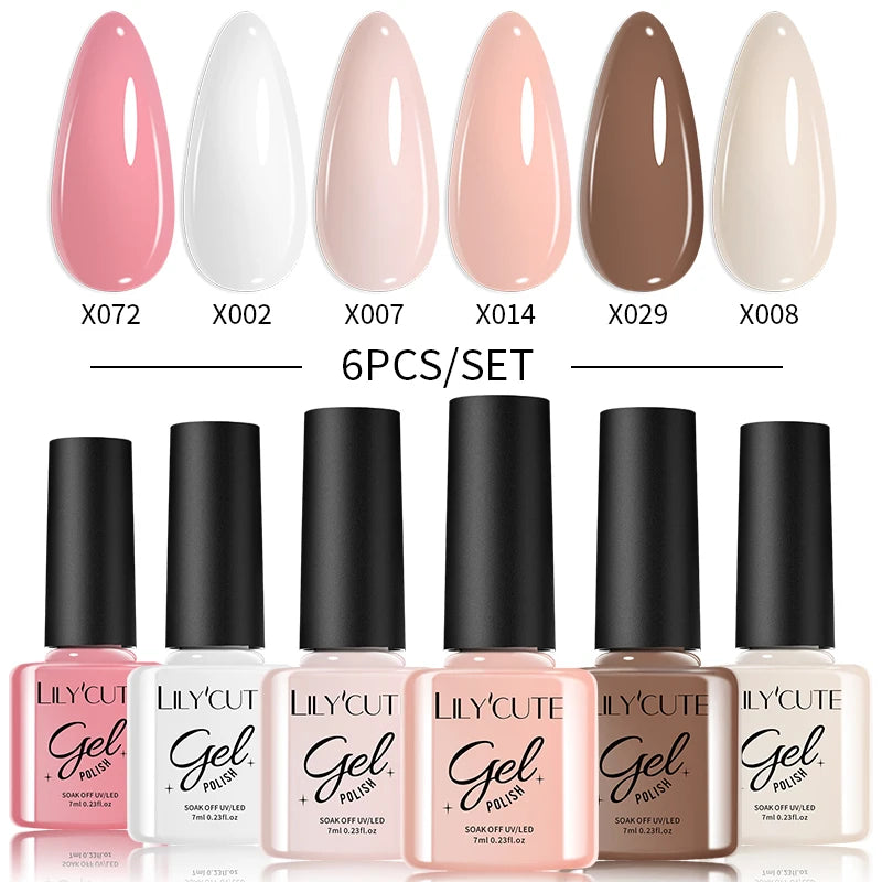 6PCS Gel Nail Polish Set Summer Neon Nail Gel Kits for DIY Nail Vernis Semi Permanent UV Lamp Gellak Nail Varnish Set