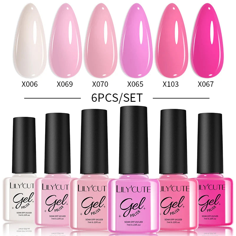 6PCS Gel Nail Polish Set Summer Neon Nail Gel Kits for DIY Nail Vernis Semi Permanent UV Lamp Gellak Nail Varnish Set