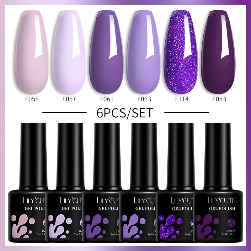 6PCS Gel Nail Polish Set Summer Neon Nail Gel Kits for DIY Nail Vernis Semi Permanent UV Lamp Gellak Nail Varnish Set