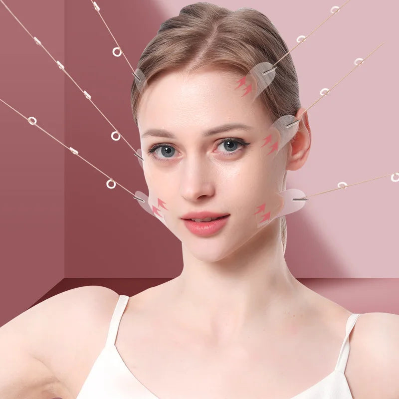 ( 20 Patches+8 Cords ) Invisible Thin Face Stickers V Face Facial Line Wrinkle Sagging Skin Lift up Tool Fast Chin Adhesive Tape