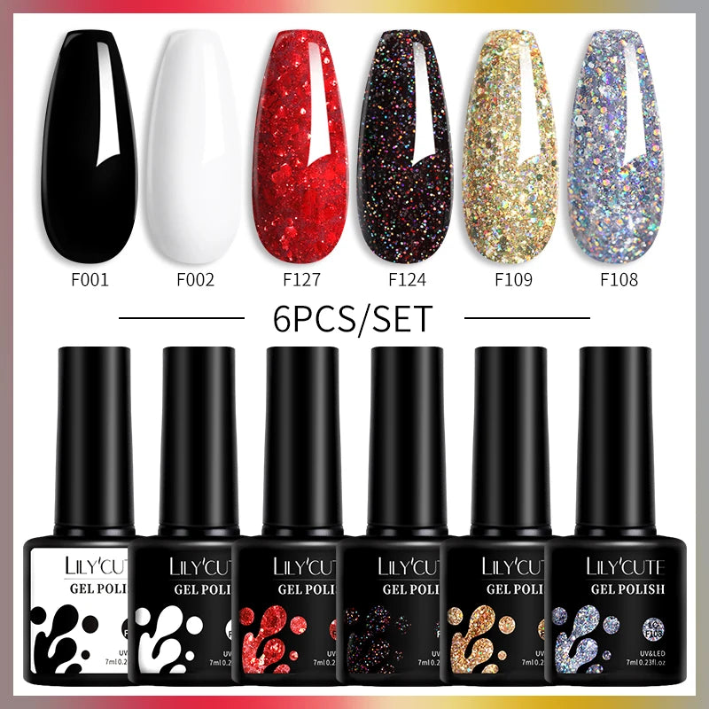6PCS Gel Nail Polish Set Summer Neon Nail Gel Kits for DIY Nail Vernis Semi Permanent UV Lamp Gellak Nail Varnish Set