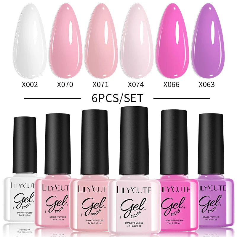 6PCS Gel Nail Polish Set Summer Neon Nail Gel Kits for DIY Nail Vernis Semi Permanent UV Lamp Gellak Nail Varnish Set