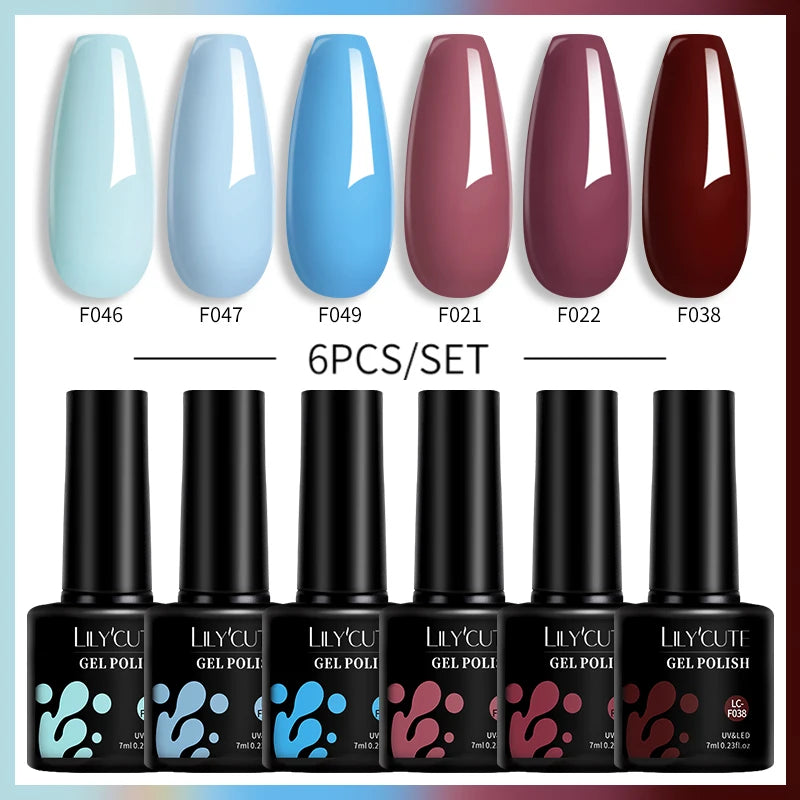 6PCS Gel Nail Polish Set Summer Neon Nail Gel Kits for DIY Nail Vernis Semi Permanent UV Lamp Gellak Nail Varnish Set