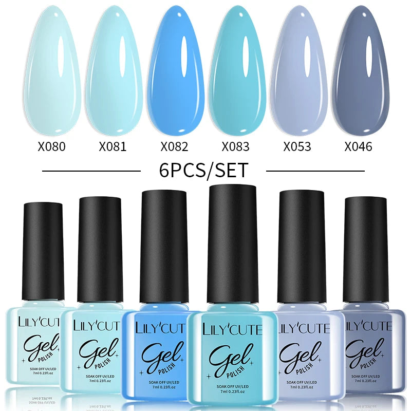 6PCS Gel Nail Polish Set Summer Neon Nail Gel Kits for DIY Nail Vernis Semi Permanent UV Lamp Gellak Nail Varnish Set