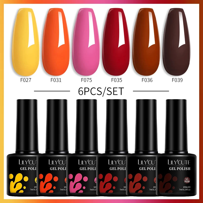 6PCS Gel Nail Polish Set Summer Neon Nail Gel Kits for DIY Nail Vernis Semi Permanent UV Lamp Gellak Nail Varnish Set