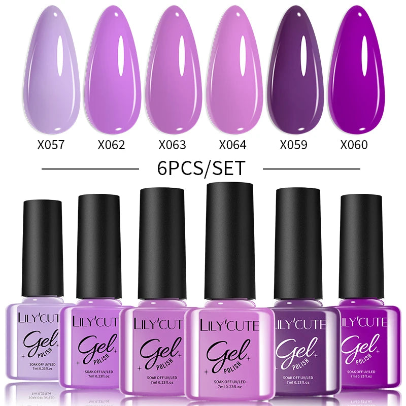 6PCS Gel Nail Polish Set Summer Neon Nail Gel Kits for DIY Nail Vernis Semi Permanent UV Lamp Gellak Nail Varnish Set