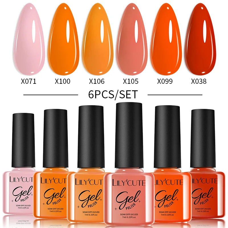 6PCS Gel Nail Polish Set Summer Neon Nail Gel Kits for DIY Nail Vernis Semi Permanent UV Lamp Gellak Nail Varnish Set