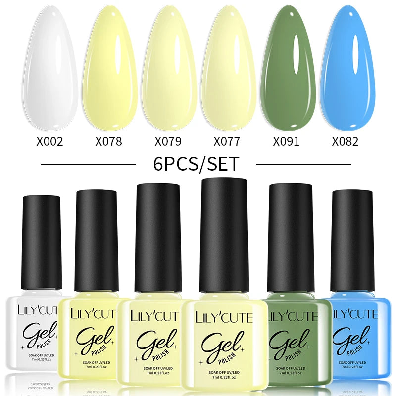 6PCS Gel Nail Polish Set Summer Neon Nail Gel Kits for DIY Nail Vernis Semi Permanent UV Lamp Gellak Nail Varnish Set
