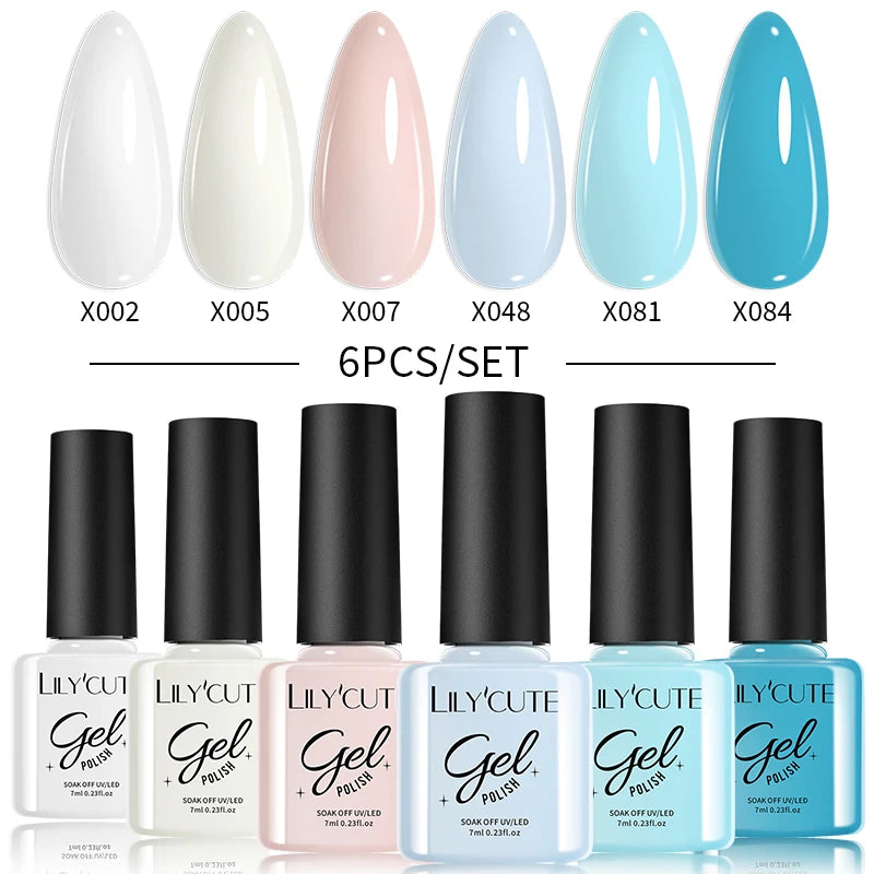 6PCS Gel Nail Polish Set Summer Neon Nail Gel Kits for DIY Nail Vernis Semi Permanent UV Lamp Gellak Nail Varnish Set