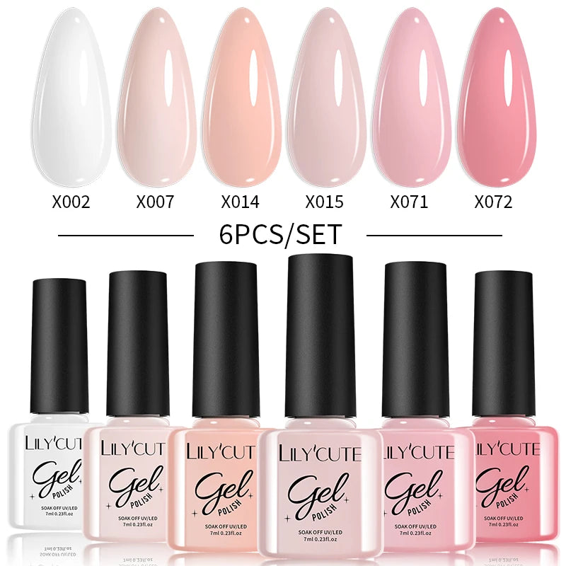6PCS Gel Nail Polish Set Summer Neon Nail Gel Kits for DIY Nail Vernis Semi Permanent UV Lamp Gellak Nail Varnish Set