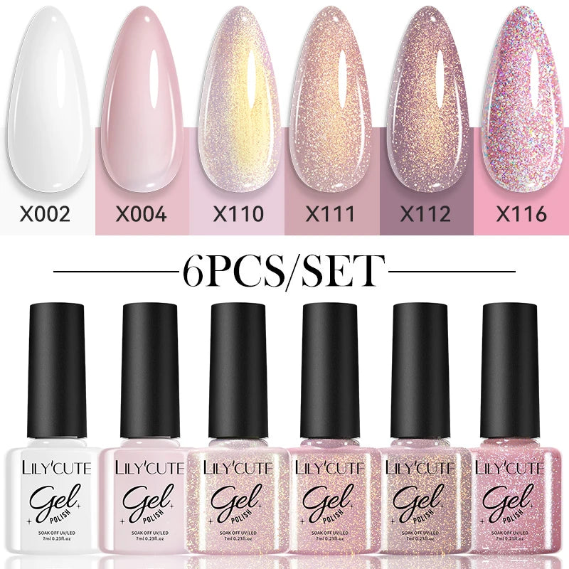 6PCS Gel Nail Polish Set Summer Neon Nail Gel Kits for DIY Nail Vernis Semi Permanent UV Lamp Gellak Nail Varnish Set