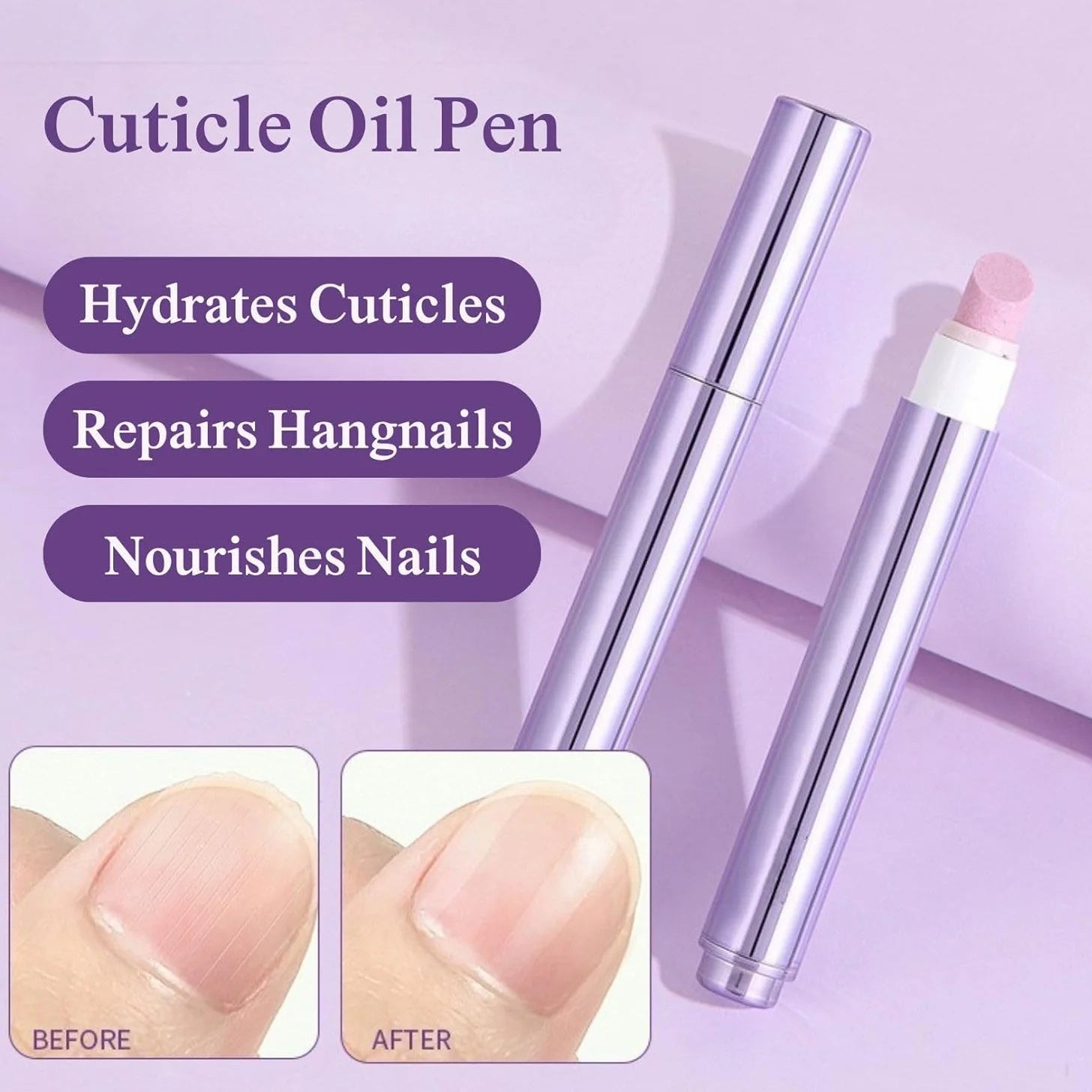 3-In-1 Cuticle Oil Pen Cuticle Pusher Nail Pen Dead Skin & Cuticle Remover Pen Nail Oil Pen with Ceramic Tip for Nails Care