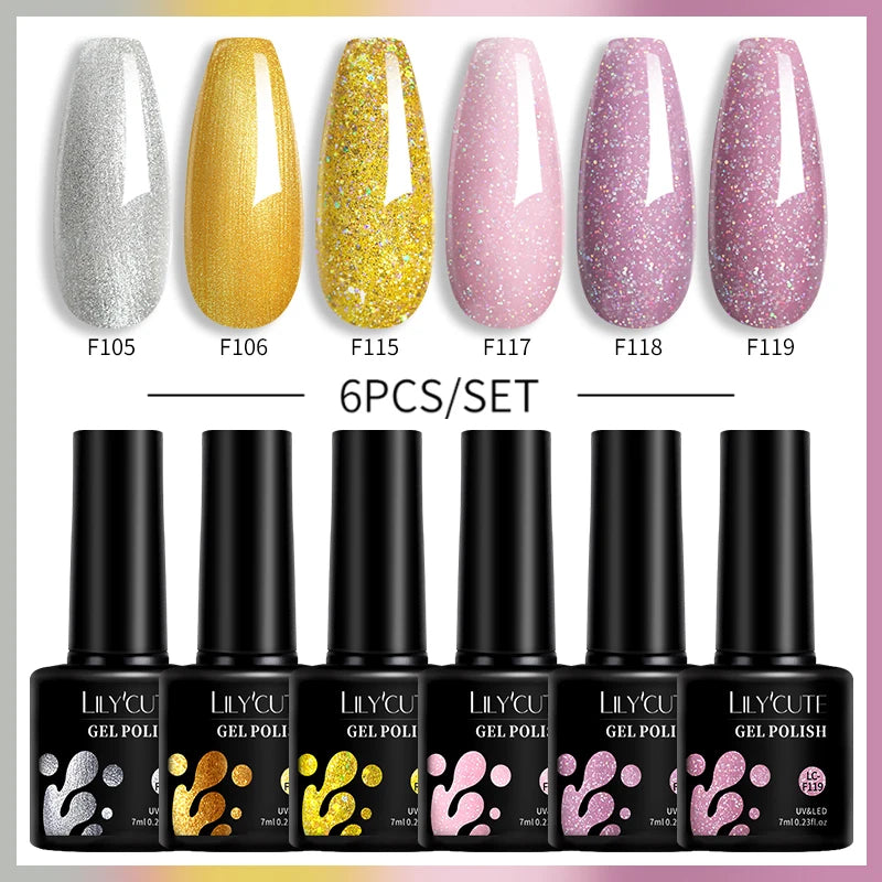6PCS Gel Nail Polish Set Summer Neon Nail Gel Kits for DIY Nail Vernis Semi Permanent UV Lamp Gellak Nail Varnish Set