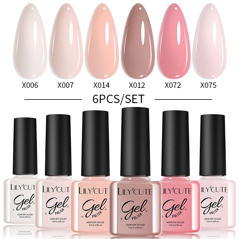6PCS Gel Nail Polish Set Summer Neon Nail Gel Kits for DIY Nail Vernis Semi Permanent UV Lamp Gellak Nail Varnish Set