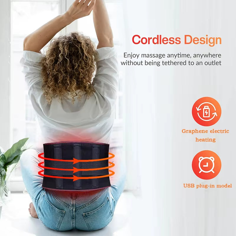 Back Heat Support Belt Heating Waist Brace with Adjustable Temperature Heated Back Belt Abdomen Warmer Lumbar Support 3Rd Gear