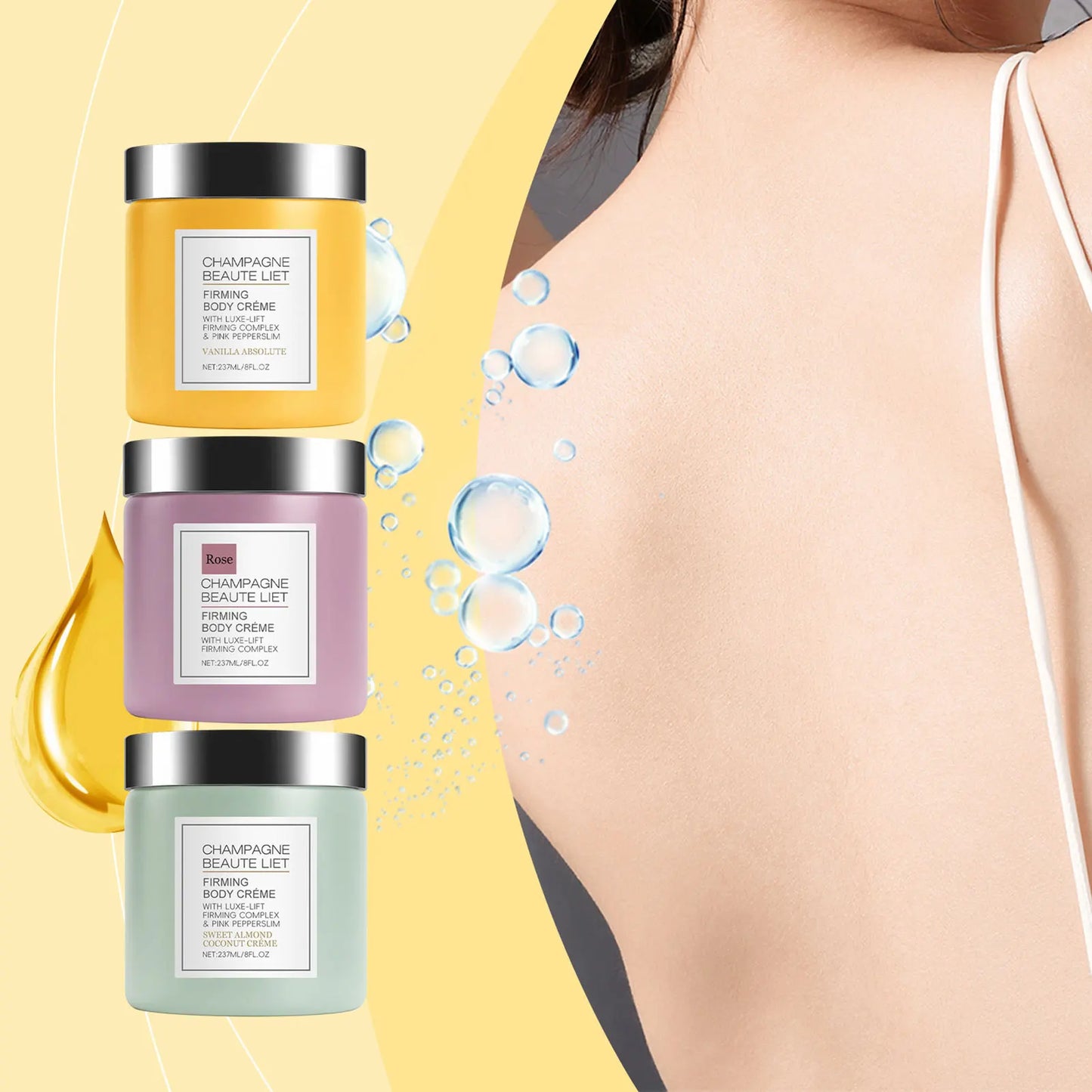 Champagne Firming Body-Cream with Pepperslim anti Wrinkle Skin Tightening Cream Daily Hydrating Body Lotion for Men and Women