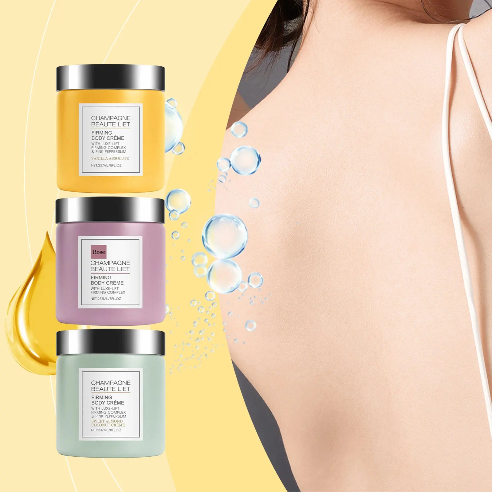 Champagne Firming Body-Cream with Pepperslim anti Wrinkle Skin Tightening Cream Daily Hydrating Body Lotion for Men and Women