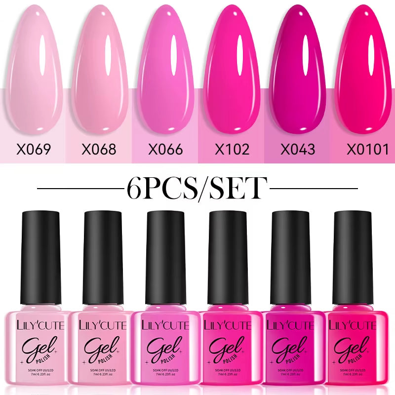 6PCS Gel Nail Polish Set Summer Neon Nail Gel Kits for DIY Nail Vernis Semi Permanent UV Lamp Gellak Nail Varnish Set
