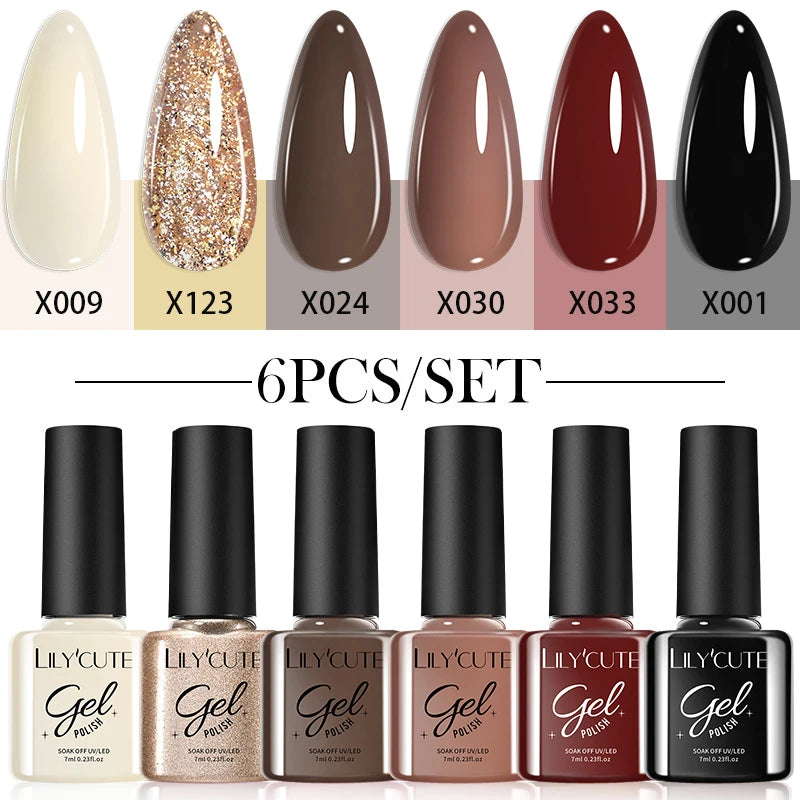 6PCS Gel Nail Polish Set Summer Neon Nail Gel Kits for DIY Nail Vernis Semi Permanent UV Lamp Gellak Nail Varnish Set