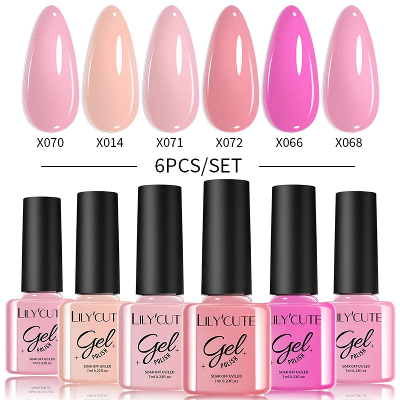6PCS Gel Nail Polish Set Summer Neon Nail Gel Kits for DIY Nail Vernis Semi Permanent UV Lamp Gellak Nail Varnish Set
