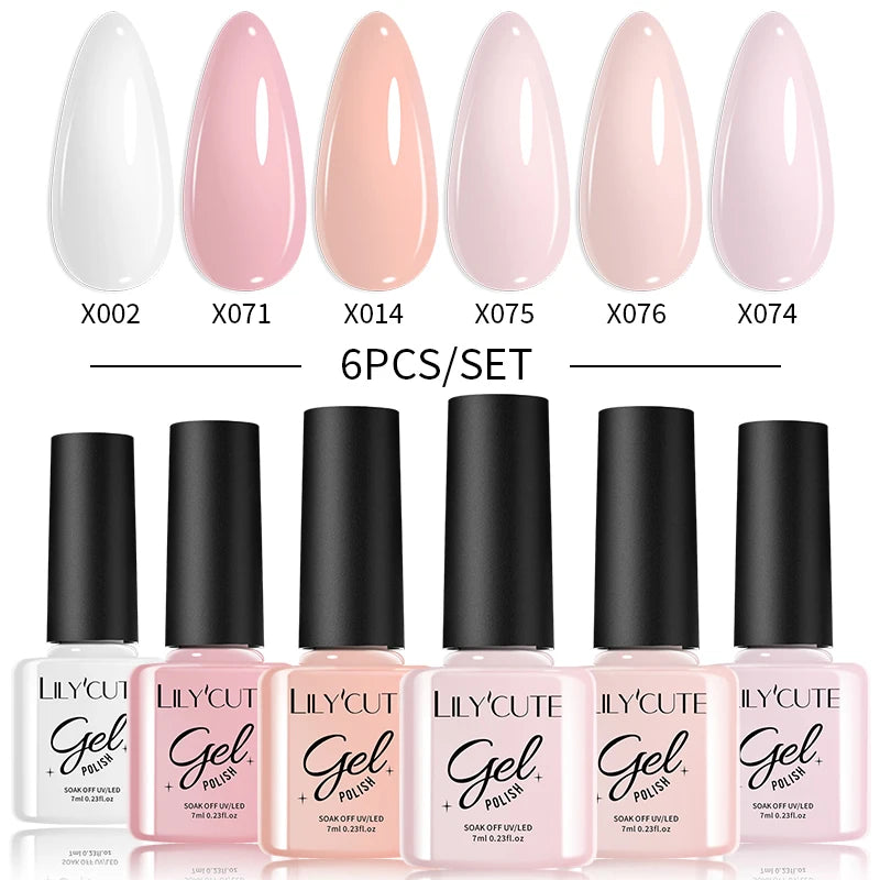 6PCS Gel Nail Polish Set Summer Neon Nail Gel Kits for DIY Nail Vernis Semi Permanent UV Lamp Gellak Nail Varnish Set