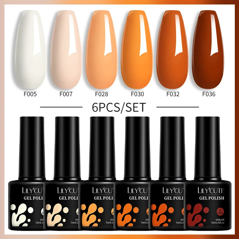 6PCS Gel Nail Polish Set Summer Neon Nail Gel Kits for DIY Nail Vernis Semi Permanent UV Lamp Gellak Nail Varnish Set