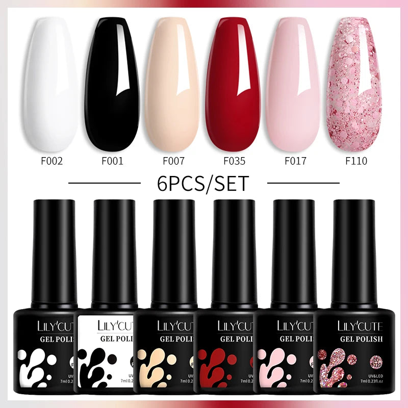 6PCS Gel Nail Polish Set Summer Neon Nail Gel Kits for DIY Nail Vernis Semi Permanent UV Lamp Gellak Nail Varnish Set