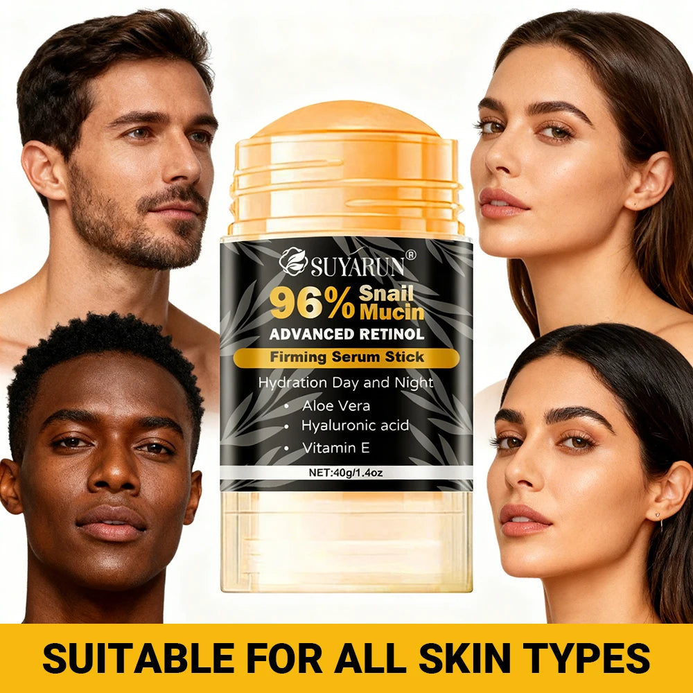 96% Snail Mucin & Retinol Anti-Aging Cream Stick - Firming Neck, Face & Feet Care, Intensive Hydration.