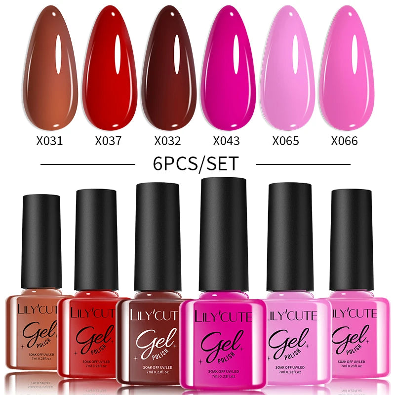 6PCS Gel Nail Polish Set Summer Neon Nail Gel Kits for DIY Nail Vernis Semi Permanent UV Lamp Gellak Nail Varnish Set