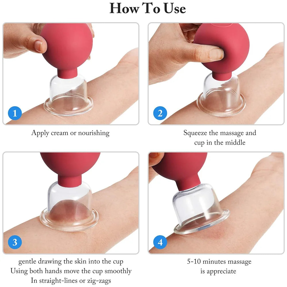 4PCS Facial Massage Cupping Set 1PCS Eye Face Massage Vacuum anti - Silicone Cupping Massage Therapy for Beauty Body Cup