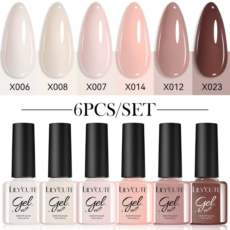 6PCS Gel Nail Polish Set Summer Neon Nail Gel Kits for DIY Nail Vernis Semi Permanent UV Lamp Gellak Nail Varnish Set