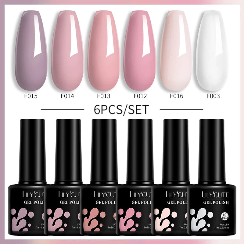 6PCS Gel Nail Polish Set Summer Neon Nail Gel Kits for DIY Nail Vernis Semi Permanent UV Lamp Gellak Nail Varnish Set