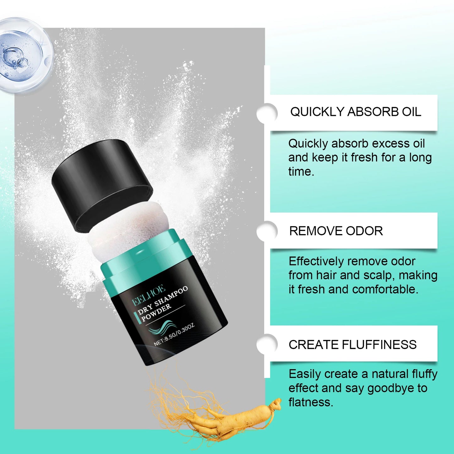 Dry Shampoo Powder for Volumizing Hair - Oil Control, Refreshing Hair Quality, No-Rinse, Matte Finish, Dry Shampoo 8.5G