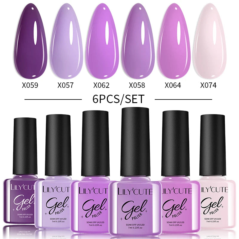 6PCS Gel Nail Polish Set Summer Neon Nail Gel Kits for DIY Nail Vernis Semi Permanent UV Lamp Gellak Nail Varnish Set