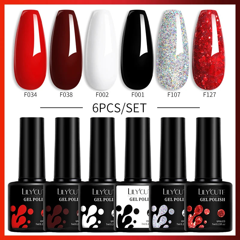 6PCS Gel Nail Polish Set Summer Neon Nail Gel Kits for DIY Nail Vernis Semi Permanent UV Lamp Gellak Nail Varnish Set